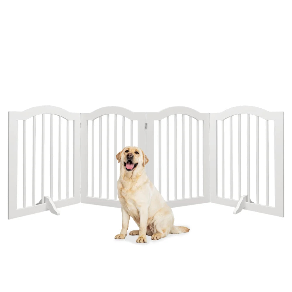 Height Tall Freestanding Pet Gate 4 Panels Foldable Dog Gate