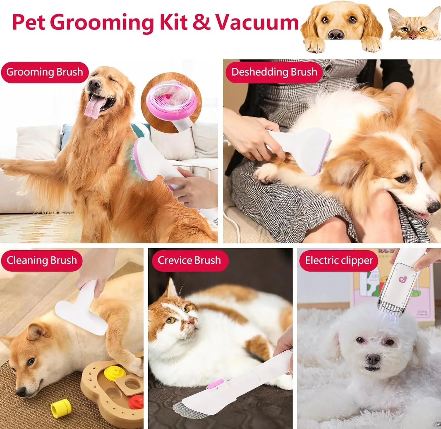 5 in 1 Pet Vacuum Grooming Kit