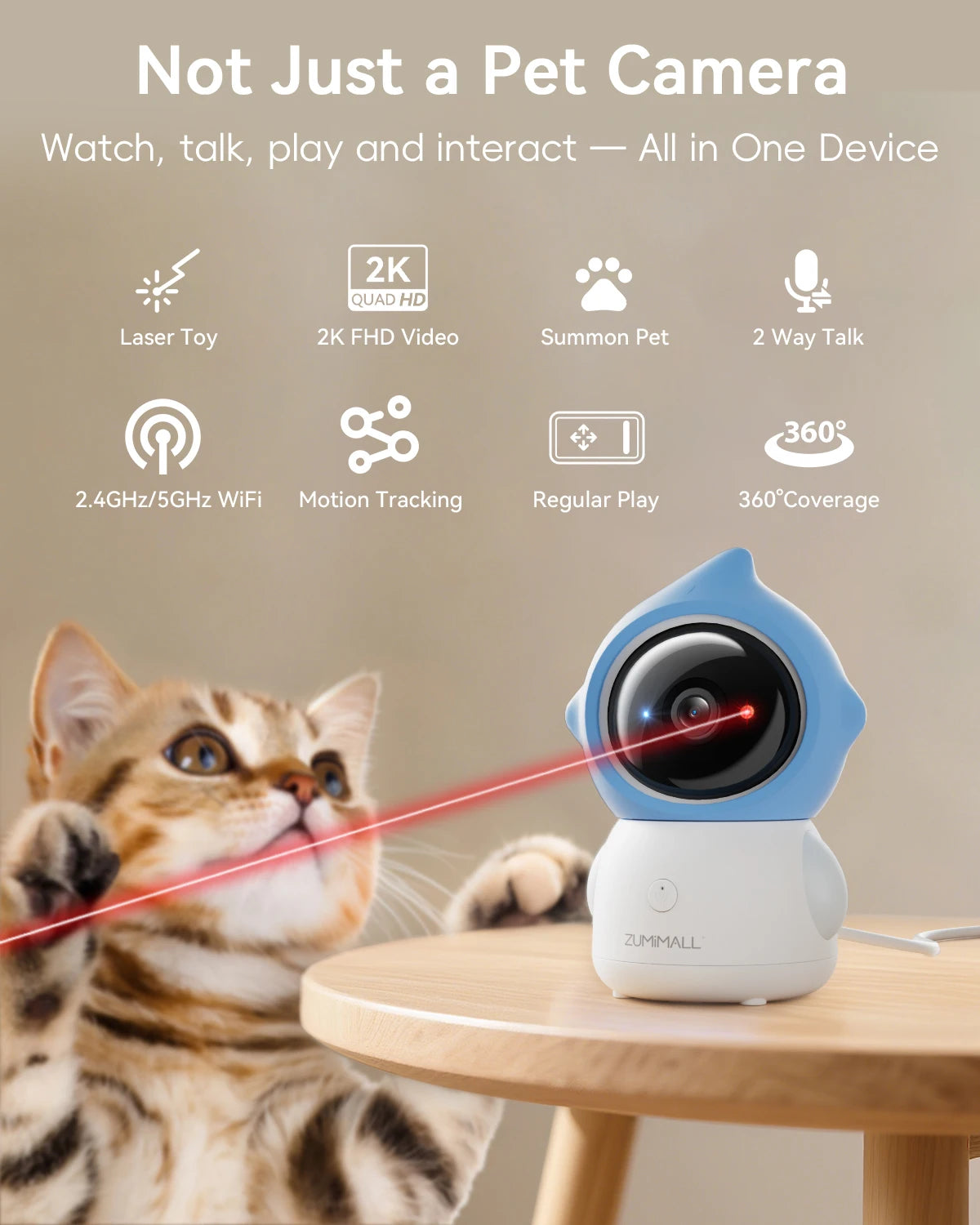 5G/2.4G WiFi  Pet Camera with Laser