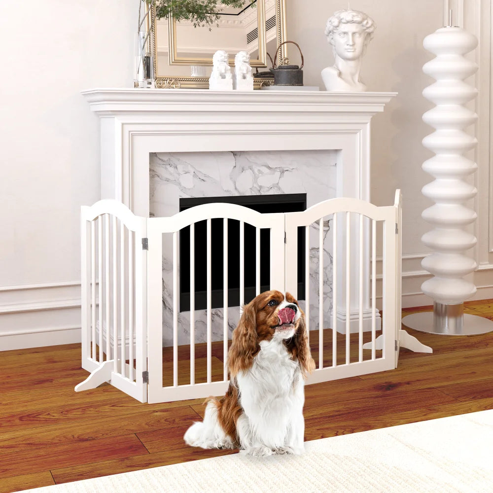 Height Tall Freestanding Pet Gate 4 Panels Foldable Dog Gate