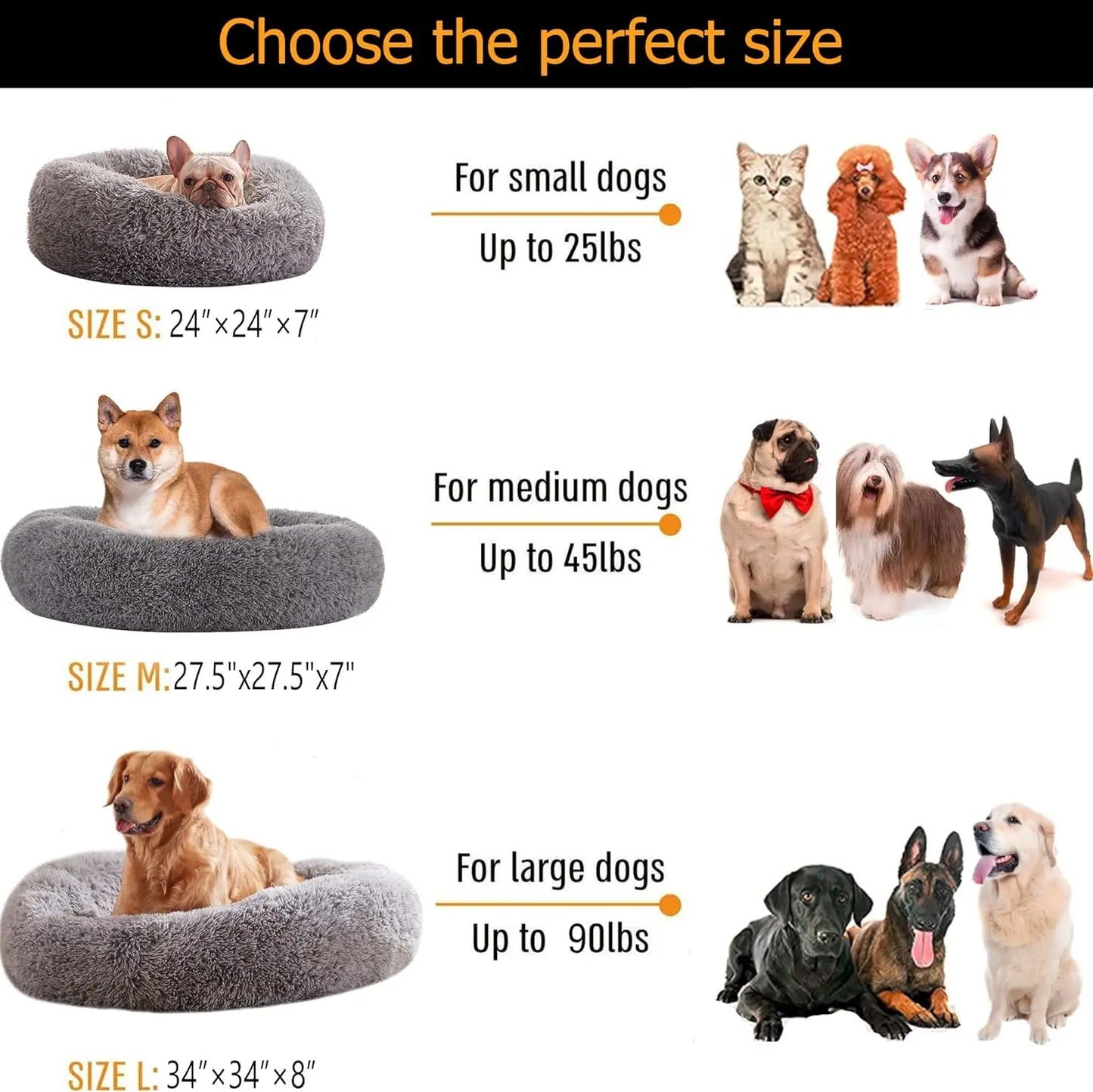 Dog Beds for Large Dogs, Calming Donut Dog Bed