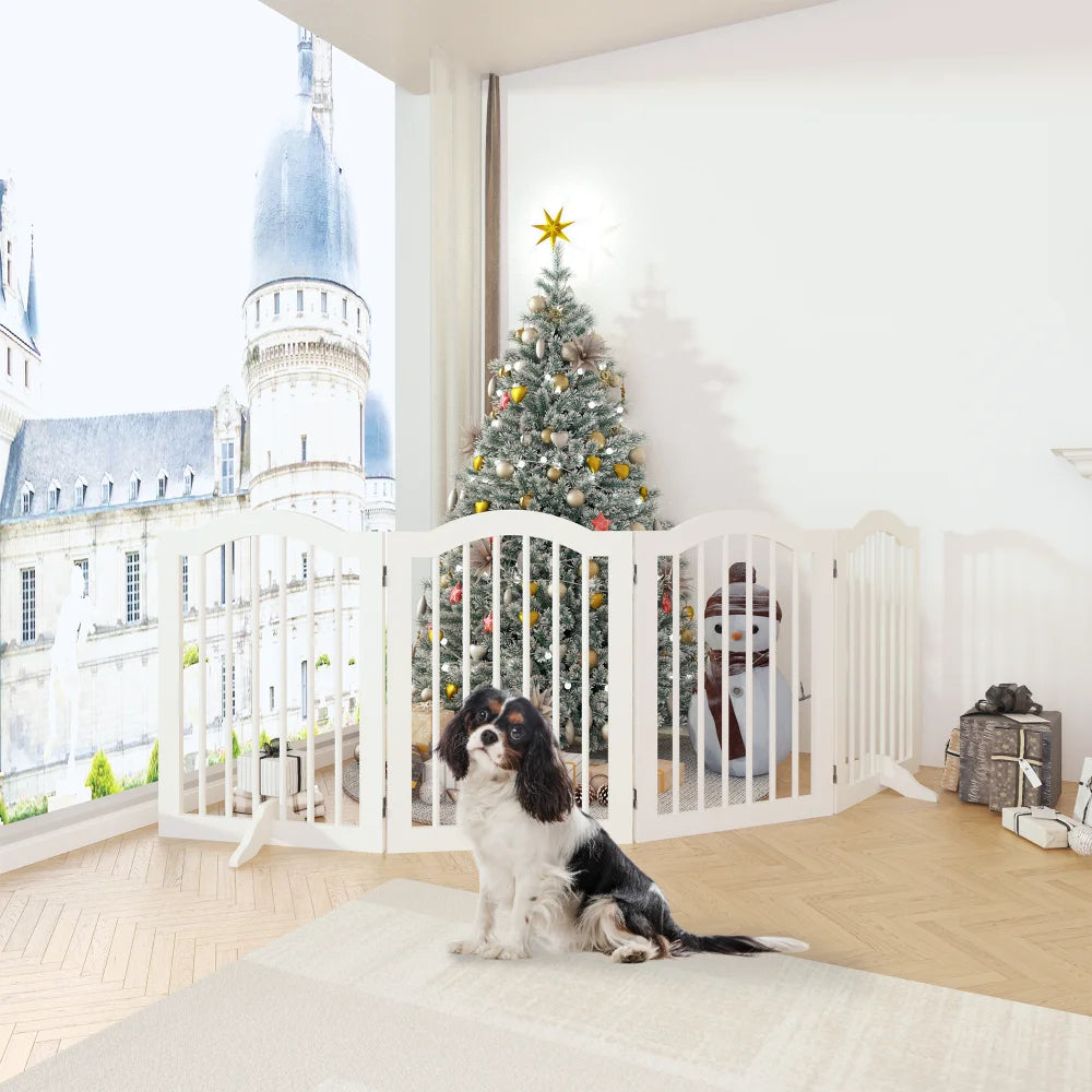 Height Tall Freestanding Pet Gate 4 Panels Foldable Dog Gate