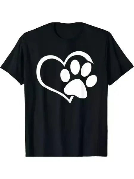 Dog Lover's Paw Print Heart T-Shirt