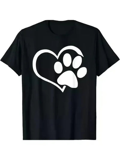Dog Lover's Paw Print Heart T-Shirt