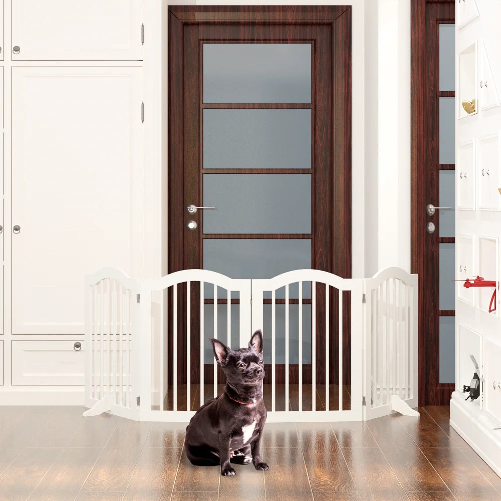 Height Tall Freestanding Pet Gate 4 Panels Foldable Dog Gate